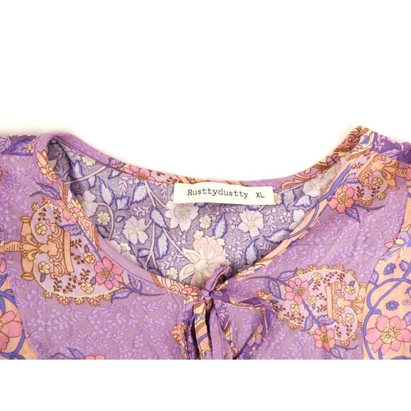 Rusttydustty XL Womens Floral Paisley Boho Long Dress - Picture 1 of 5